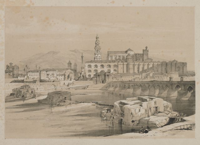 Cleveland clevelandart-2012.267-picturesque-sketches — Picturesque Sketches in Spain: Remains of a Roman Bridge on the Guadalquiver, Cordova (T.S. Boys / David Roberts, 1837)