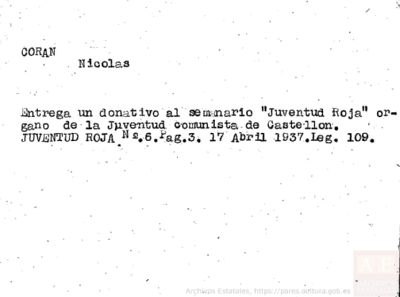 PARES DNSD-SECRETARÍA,FICHERO,13,C0172765 — Ficha de Nicolas Coran