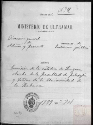 PARES ULTRAMAR,261,Exp.5 — Provisión de cátedra de Árabe de la Universidad de La Habana